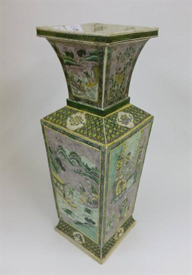 Lot 234 - A Chinese Porcelain Vase, 19th century, of flared square section with sloping shoulders and...