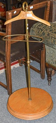Lot 1137 - An early 20th century brass and varnished birch valet stand
