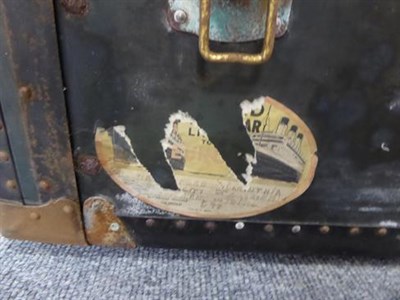 Lot 1139 - ~ A vintage steamer trunk, makers label for The Indestructo Trunk Company, Mishawaka, Indiana,...