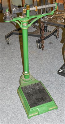 Lot 1141 - A set of early 20th century green painted sack scales maker C.W. Brecknell, Ltd. Birmingham,...