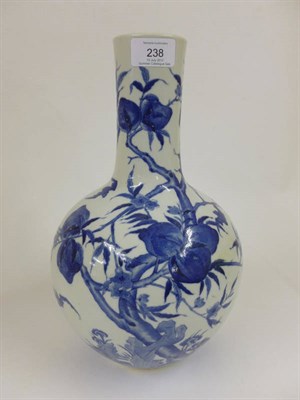 Lot 238 - A Chinese Porcelain Bottle Vase, Guangxu reign mark but probably later, painted in underglaze...