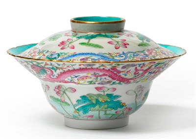 Lot 239 - A Chinese Porcelain Ogee Bowl and Cover, Jiaqing reign mark, painted in famille rose enamels...