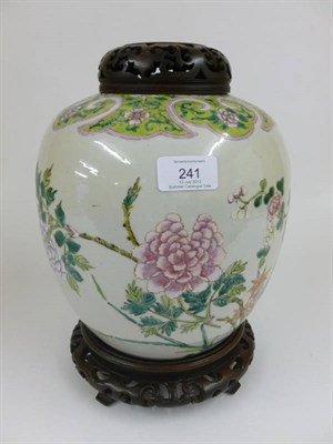 Lot 241 - A Chinese Porcelain Ginger Jar, late 19th century, painted in famille rose enamels with a...