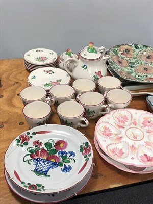 Lot 1183 - A collection of assorted Faience, including a French tea-service, various tin-glazed plates, an...
