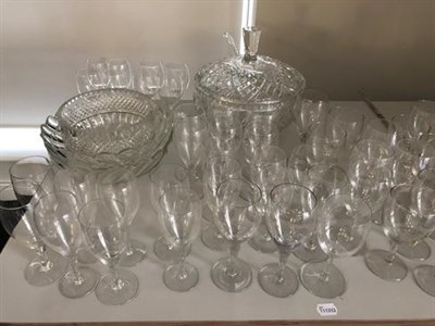 Lot 1185 - A large collection of assorted glassware, including a large assembled suite of useful drinking...