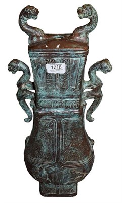Lot 1216 - An Eastern bronze twin-handled vase after the antique