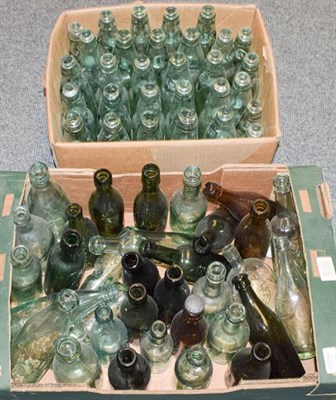 Lot 1231 - Two boxes of glass cod bottles and other advertising examples