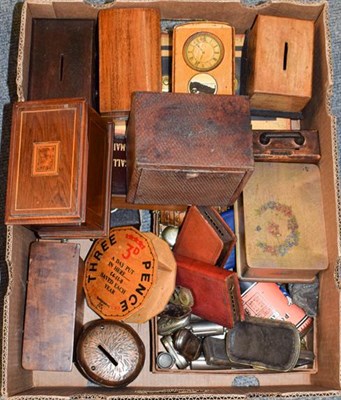 Lot 1238 - A collection of 19th century and later plated and brass, sovereign and coins cases and a group...