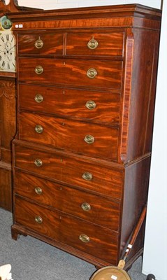 Lot 1266 - George III mahogany chest on chest 111cm by 57cm by 191cm