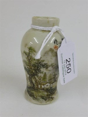 Lot 250 - A Chinese Porcelain Baluster Vase, 20th century, painted in colours with a mountainous river...
