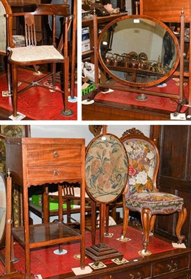Lot 1289 - A George III mahogany washstand, an Edwardian corner chair, a Victorian mahogany framed nursing...