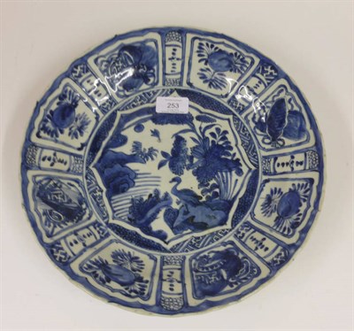 Lot 253 - A Chinese Blue and White Porcelain Kraak Dish, early 17th century, centrally painted with a...