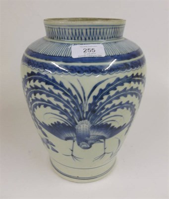 Lot 255 - A Japanese Arita Blue and White Porcelain Vase, circa 1700, of baluster form, the short neck...