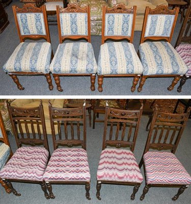 Lot 1330 - A set of four early 20th century carved oak dining chairs, together with a other set of four dining