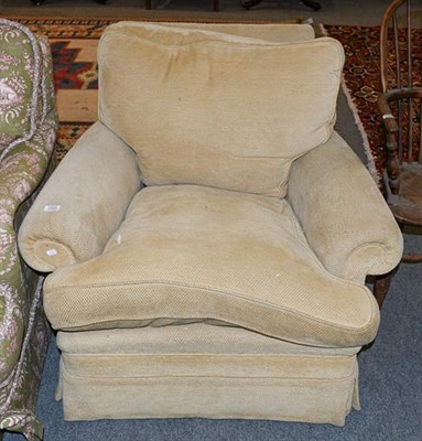 Lot 1333 - A 20th century upholstered armchair with feather stuffed over seats