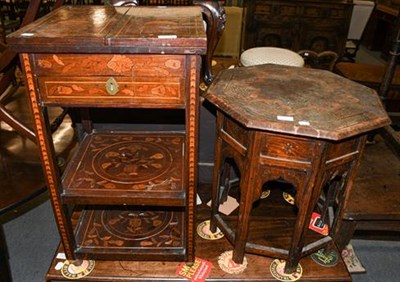 Lot 1351 - A 19th century marquetry inlaid gentleman's wash stand with folding top, together with an...