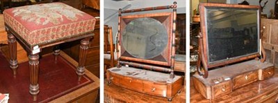 Lot 1355 - ~Two Georgian mahogany dressing table mirrors, each with fitted adjustable swing mirror and drawers