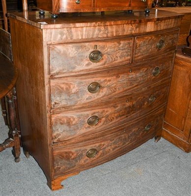 Lot 1358 - A 19th century mahogany bow fronted four-height chest of drawers, 108cm by 55cm by 107cm