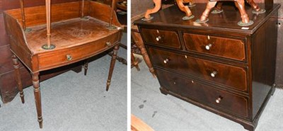 Lot 1362 - A 19th century mahogany washstand, 91cm by 52cm by 93cm together with an inlaid mahogany three high