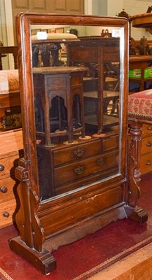 Lot 1368 - A late 19th century Chinese 'blackwood' table mirror, 49cm by 72cm