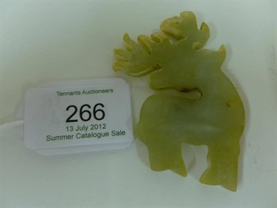 Lot 266 - A Jade Pendant, possibly Western Zhou Dynasty, in the form of a deer, 6.5cm