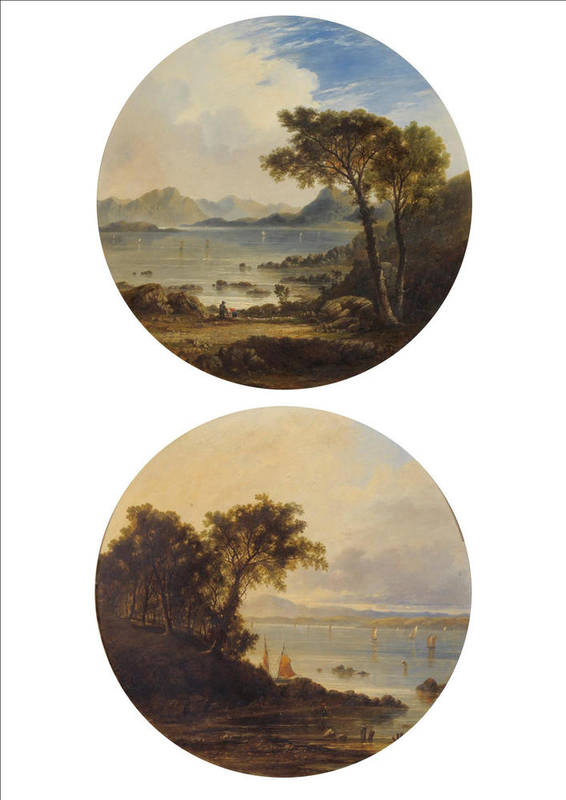 Lot 398 - James Charles Ward RBA, RBSA (fl.1830-1875)  "Loch Katrine "  "View on the River Clyde " Both...