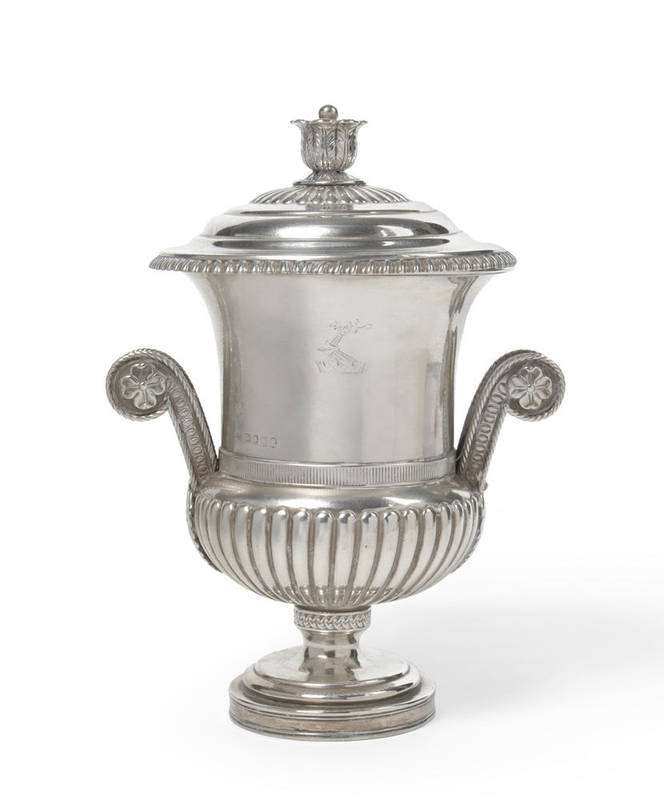Lot 847 - A George III Silver Cup and Cover, maker's mark (?)F, London 1813, the pedestal foot rising to...