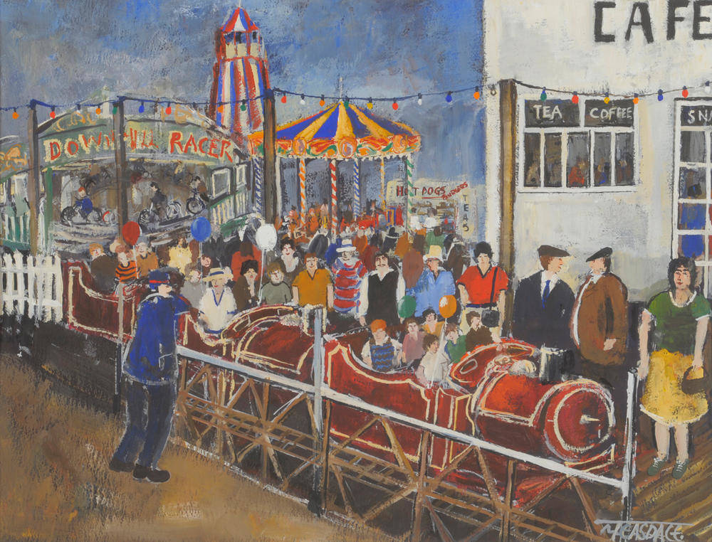 Lot 1396 - Malcolm Teasdale (b.1944)  Fun fair Signed, pastel on paper, 46cm by 60cm