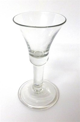 Lot 6 - A Wine Glass, circa 1740, the bell shape bowl on a plain stem and folded foot, 15cm high