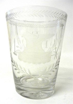 Lot 29 - A Glass Tumbler, circa 1780, of slightly flared bucket form engraved with marriage initials...