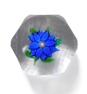 Lot 41 - A Saint Louis Clematis Weight, mid 19th century, the blue flower within six oval printies,...