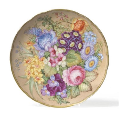 Lot 43 - A Derby Porcelain Plate, circa 1887, painted by James Rouse Snr with a full spray of flowers on...