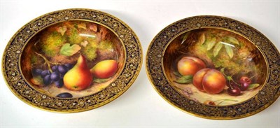 Lot 49 - A Pair of Royal Worcester Porcelain Circular Dishes, 1919 and 1926, painted by Richard Sebright, en