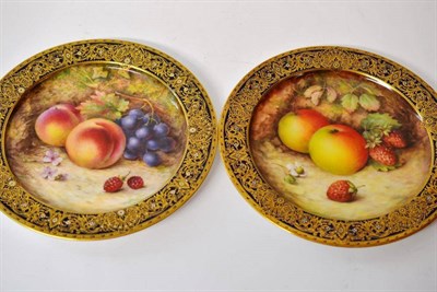 Lot 51 - A Pair of Royal Worcester Porcelain Plates, 1921, painted by Richard Sebright, en suite to the...