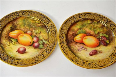 Lot 52 - A Pair of Royal Worcester Porcelain Plates, 1921, painted by Richard Sebright, en suite with...