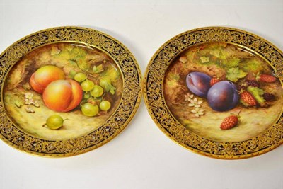 Lot 53 - A Pair of Royal Worcester Porcelain Plates, 1921, painted by Richard Sebright, en suite to the...