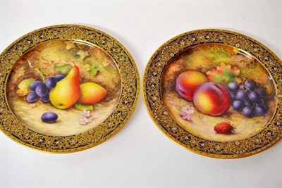 Lot 54 - A Pair of Royal Worcester Porcelain Plates, 1921 and 1927, painted by Richard Sebright, en suite to