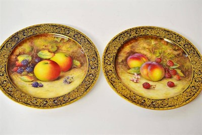 Lot 55 - A Pair of Royal Worcester Porcelain Plates, 1934, painted by Richard Sebright, en suite to the...