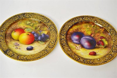 Lot 56 - A Pair of Royal Worcester Porcelain Plates, 1921 and 1933, painted by Richard Sebright, en suite to