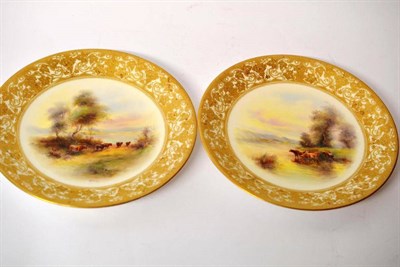 Lot 63 - A Pair of Royal Worcester Porcelain Plates, 1912, painted by Harry Stinton, en suite with the...