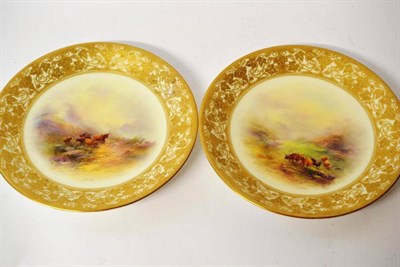 Lot 64 - A Pair of Royal Worcester Porcelain Plates, 1912, painted by Harry Stinton, en suite with the...