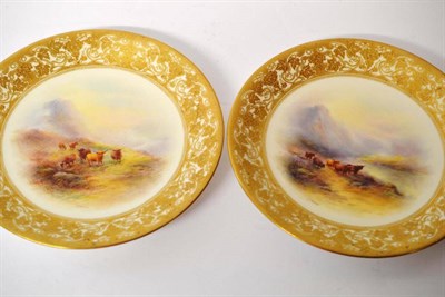 Lot 65 - A Pair of Royal Worcester Porcelain Plates, 1912, painted by Harry Stinton, en suite with the...