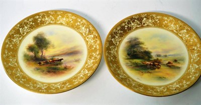 Lot 67 - A Pair of Royal Worcester Porcelain Plates, 1912, painted by Harry Stinton, en suite with the...