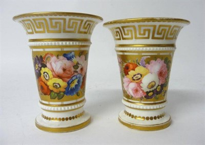 Lot 94 - A Pair of Staffordshire Porcelain Spill Vases, probably Charles Bourne, circa 1825, of flared...