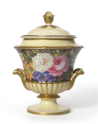 Lot 95 - An English Porcelain Fruit Cooler, Cover and Liner, circa 1810, of campana form with pineapple...