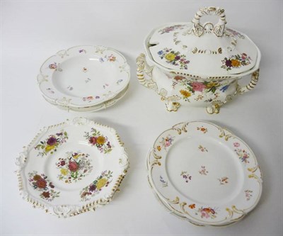 Lot 100 - A Rockingham Porcelain Soup Tureen and Cover, circa 1830, of shaped oval form, with leaf and...