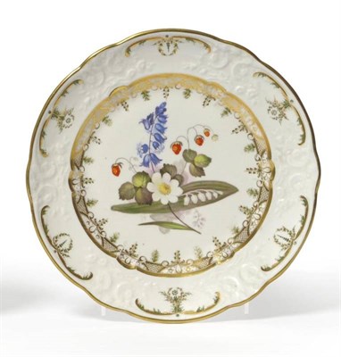 Lot 110 - A Swansea Porcelain Plate, circa 1820, painted by William Pollard with a bouquet of flowers and...