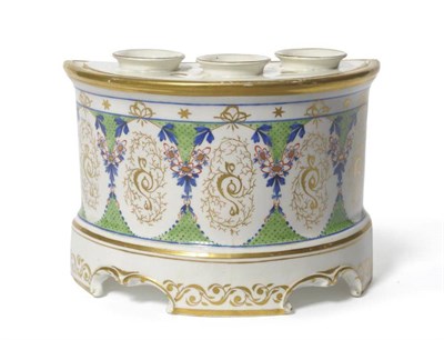 Lot 118 - A Pinxton Porcelain Bough Pot and Cover, circa 1796, of D shape with scroll moulded bracket...