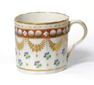 Lot 120 - A Pinxton Porcelain Coffee Can, circa 1800, of fluted form, painted with a beaded border hung...