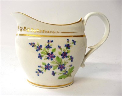 Lot 123 - A Pinxton Porcelain Cream Jug, circa 1810, of flattened baluster form, painted with one large...